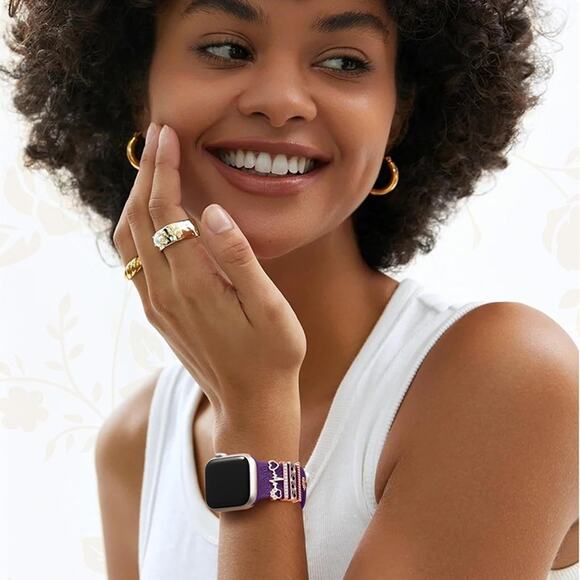 Flower Engraved Band Compatible with Apple Watch Bands for Women Purple Band - Picture 6 of 6